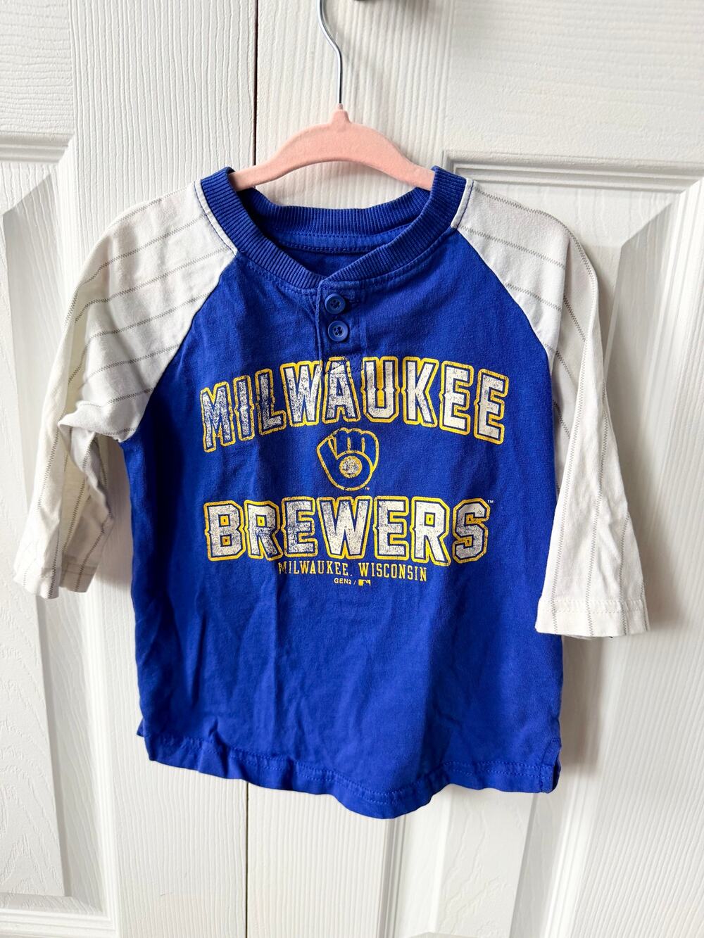Cooperstown Collection Unisex Kids Milwaukee Brewers Baseball Shirt 4T